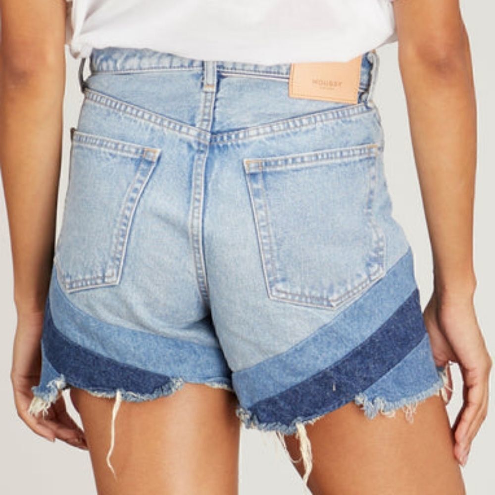 Moussy Vintage MV High Rise Patchwork Gratiot Denim Shorts Size 29 NWT - Picture 4 of 16